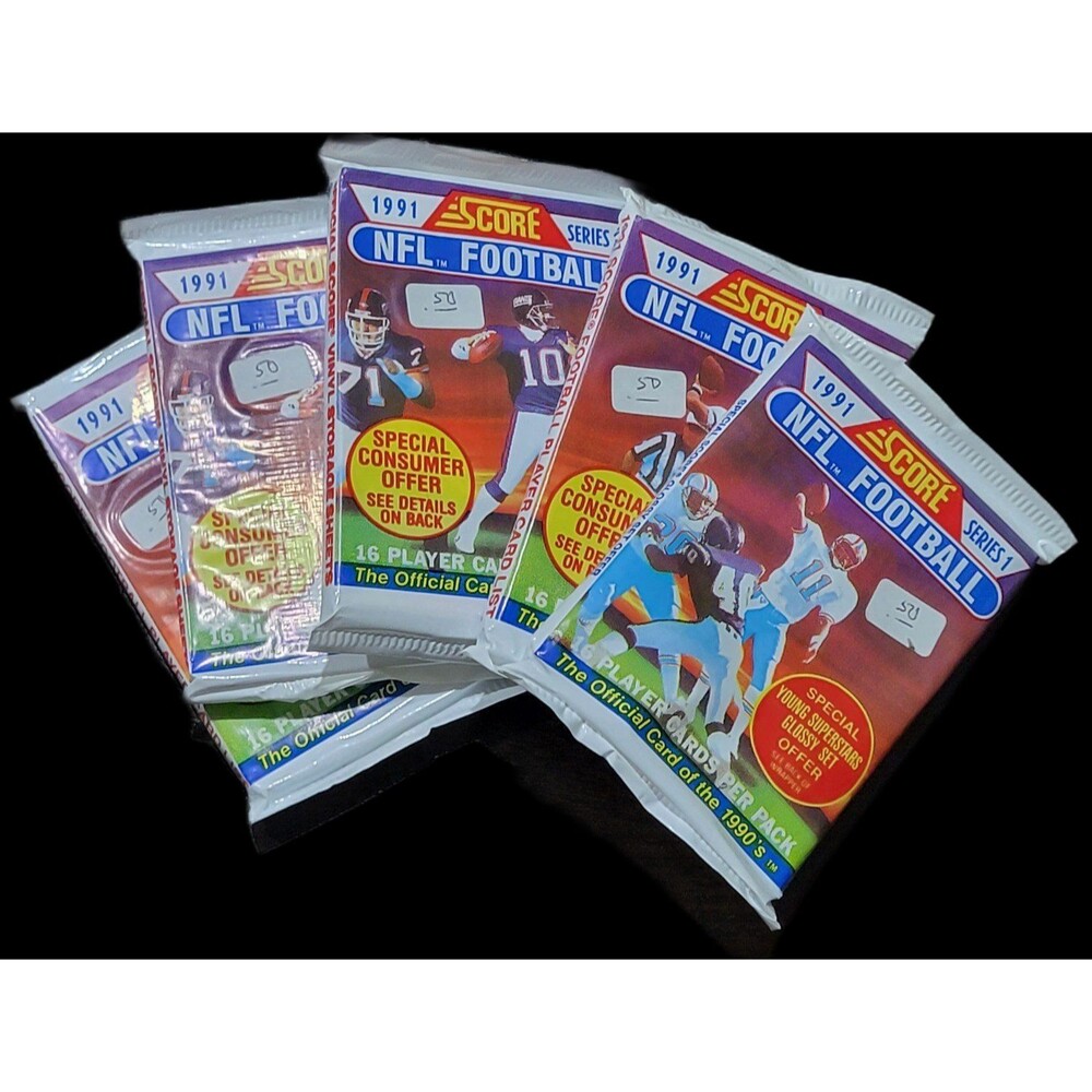 1991 Score NFL Football Series 1 Sealed Factory Packs! 5 pack bundle